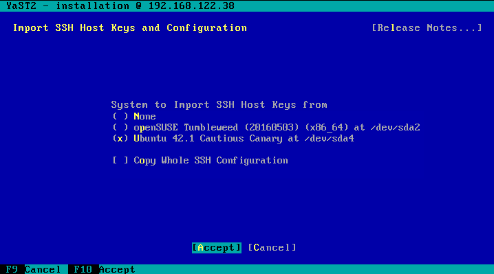 SSH host keys selection