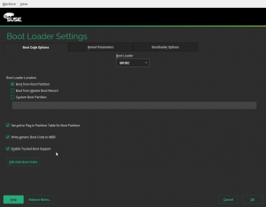 Trusted boot in YaST Bootloader