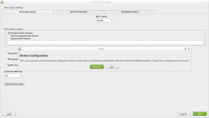 YaST bootloader fixing a broken configuration