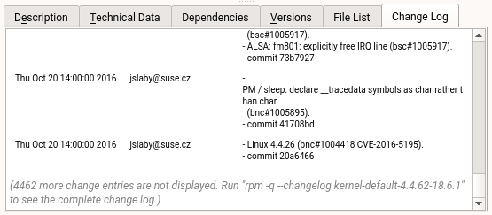 Clipping the kernel changelog