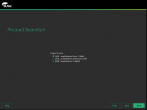 The new product selection screen