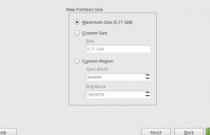Detail of the Expert Partitioner dialog to create a partition