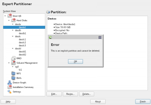 Trying to delete an implicit partition