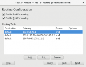 New network routing dialog