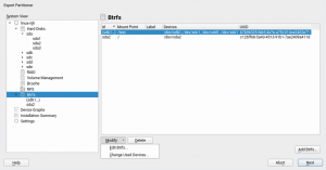 New Btrfs section of the Partitioner