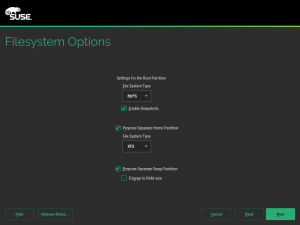 Guided Partitioning Filesystem Options