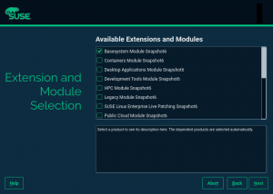 Modules selection during SLE installation