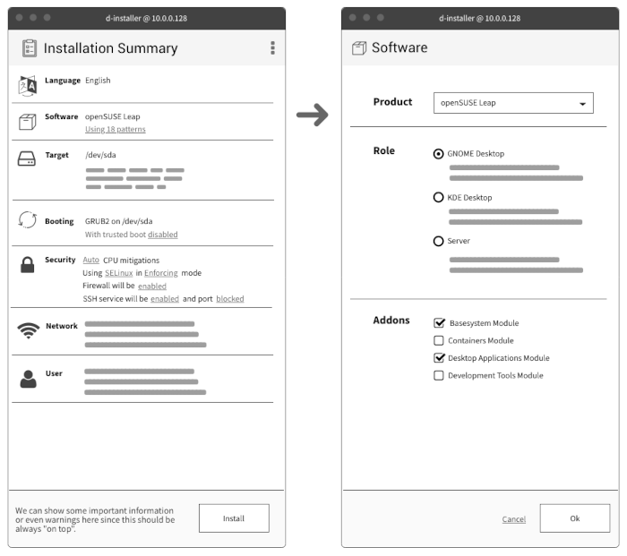 Initial mock-ups for D-Installer