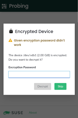 D-Installer asking for a LUKS passphrase